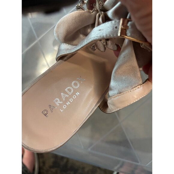 Paradox London Manhattan Satin Block Heel Sandals Rhinestone Bow Detail Sz 9.5 - Picture 4 of 8